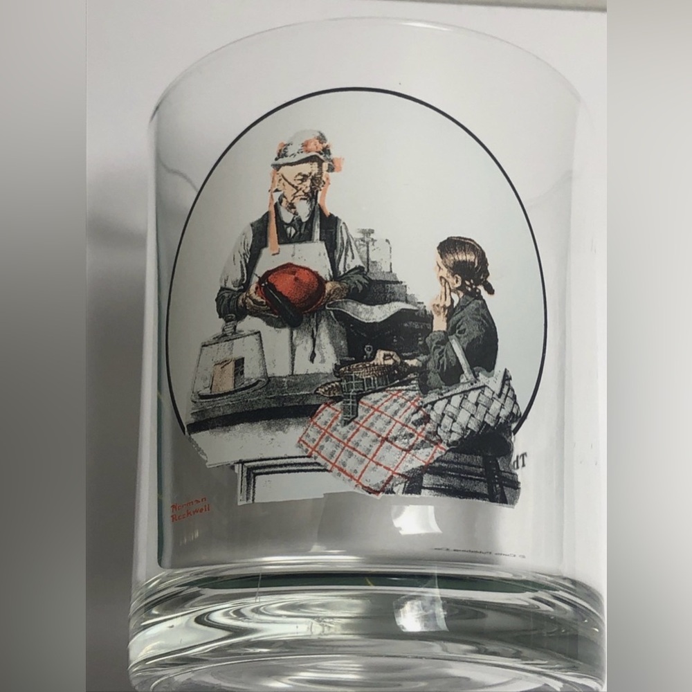 Norman Rockwell “Saturday Evening Post” Rocks Glass “The Model” EUC
